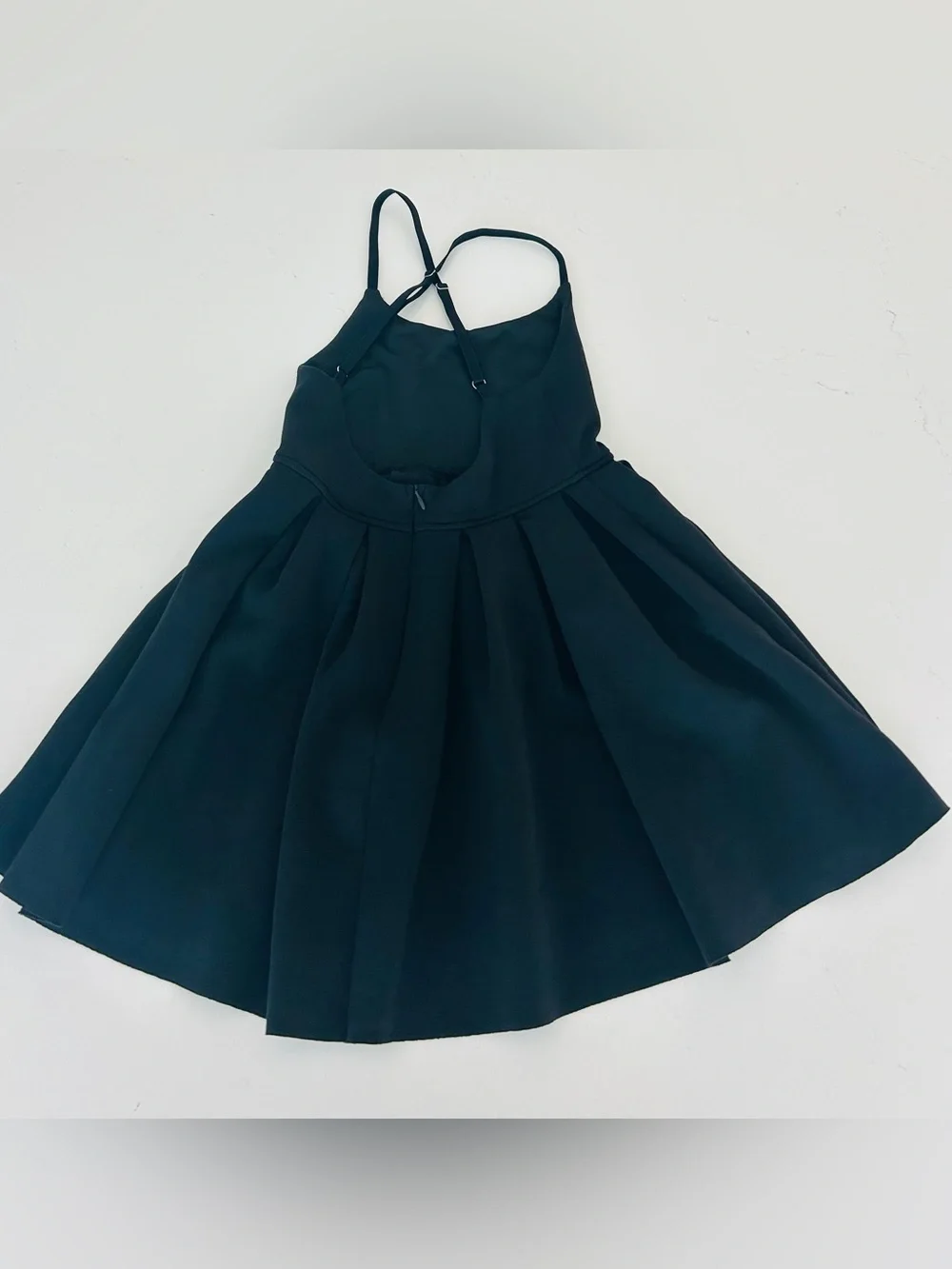 Katie J NYC Black Pleated Skater Dress with Spaghetti Straps